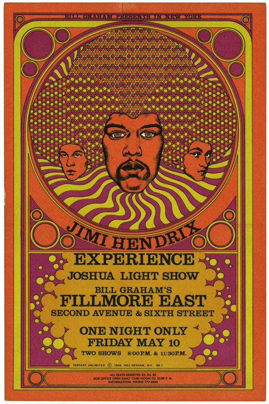 Jimi Hendrix - Fillmore East 1968 Hendrix Handbill Postcard