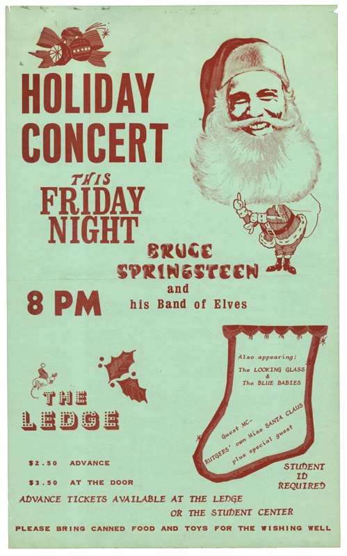 Bruce Springsteen - Rare 1970's Bruce Springsteen Holiday Poster (Rutgers)