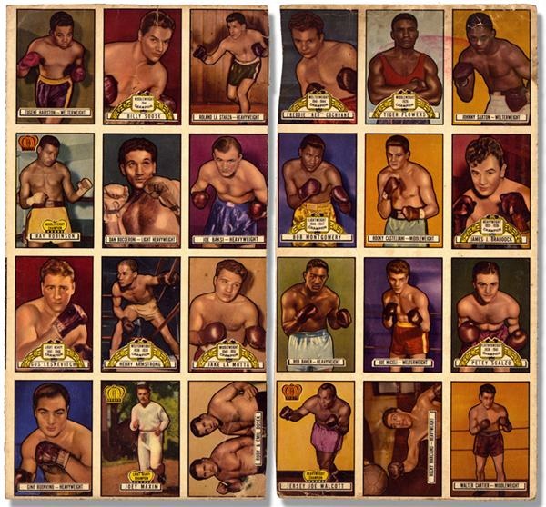 Boxing Cards - 1951 Topps Ringside Boxing Uncut Sheets (2)