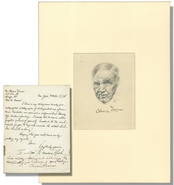 Americana Autographs - Clarence Darrow Signed Letter and Sketch