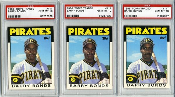 Baseball and Trading Cards - 1986 Topps Traded Barry Bonds (Rookie) PSA 10 Lot of 10