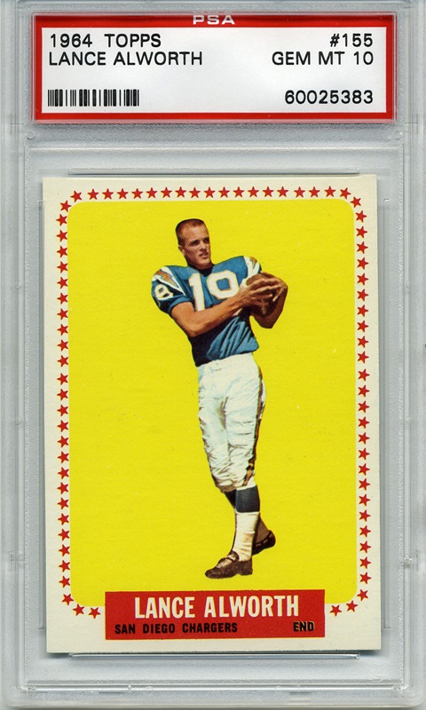 Football Cards - 1964 Topps #155 Lance Alworth PSA 10