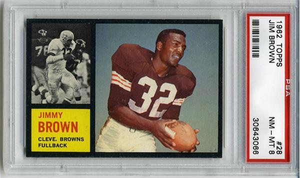 Football Cards - 1962 Topps #28 Jim Brown PSA 8