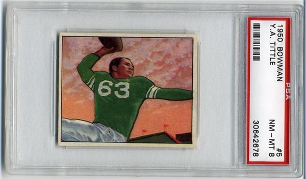 Football Cards - 1950 Bowman #5 Y.A. Tittle PSA 8