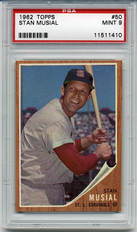 Baseball and Trading Cards - 1962 Topps #50 Stan Musial PSA 9