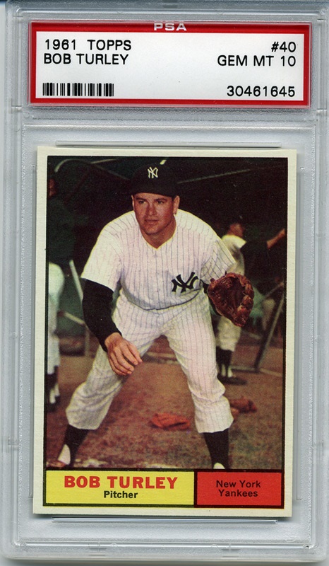 Baseball and Trading Cards - 1961 Topps #40 Bob Turley PSA 10