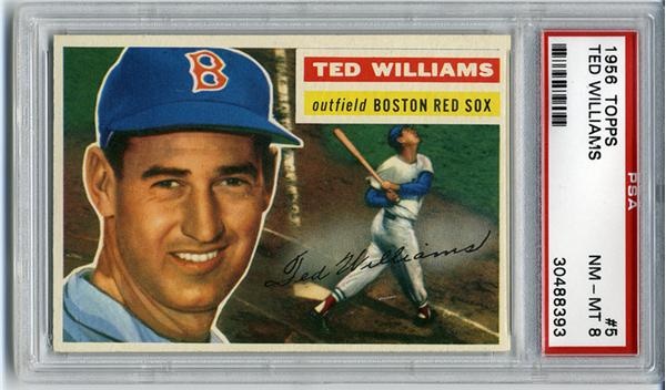 Baseball and Trading Cards - 1956 Topps #5 Ted Williams PSA 8