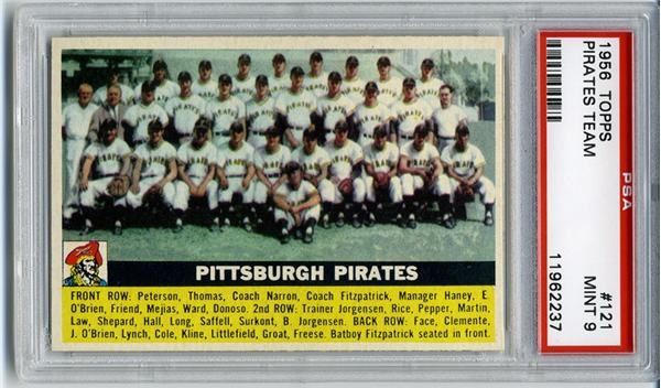 Baseball and Trading Cards - 1956 Topps #121 Pirate Team PSA 9