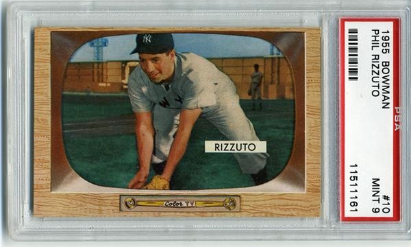 Baseball and Trading Cards - 1955 Bowman #10 Phil Rizzuto PSA 9