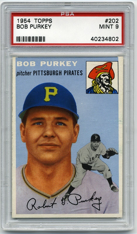 Baseball and Trading Cards - 1954 Topps #202 Bob Purkey PSA 9