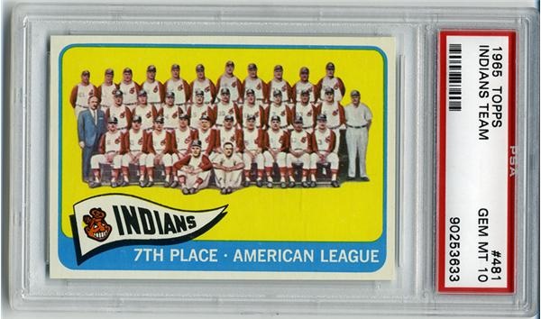 Baseball and Trading Cards - 1965 Topps #481 Indians Team PSA 10