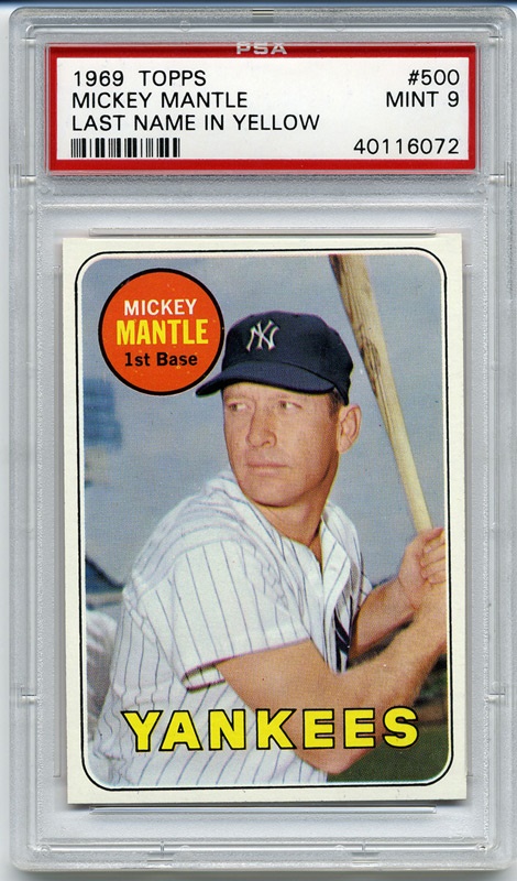 Baseball and Trading Cards - 1969 Topps #500 Mickey Mantle PSA 9