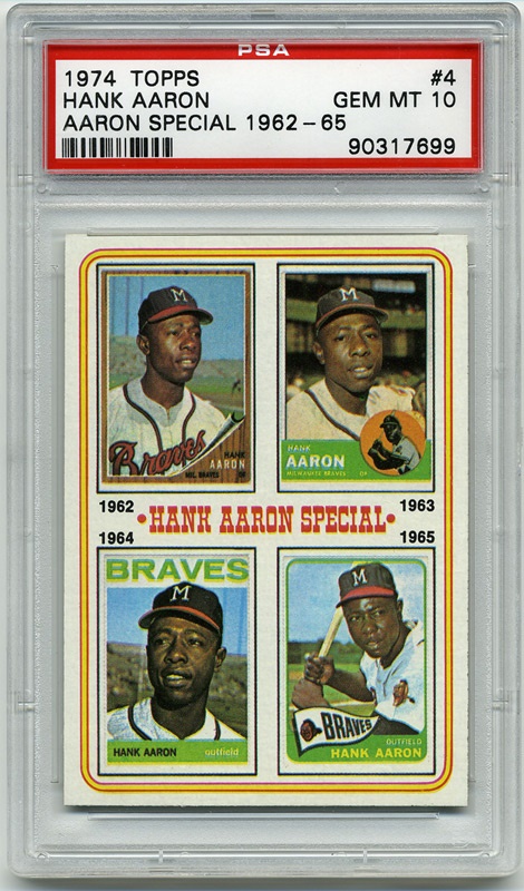 Baseball and Trading Cards - 1974 Topps #4 Hank Aaron Special PSA 10