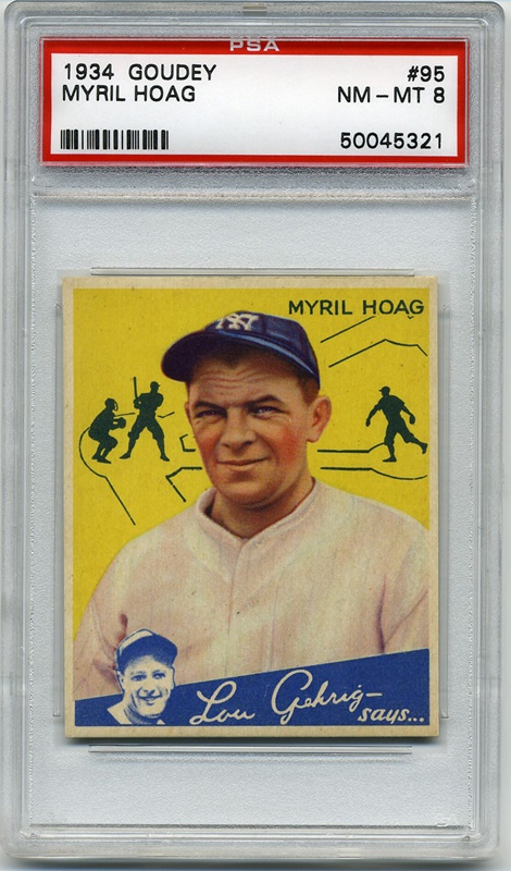 Baseball and Trading Cards - 1934 Goudey #95 Myril Hoag PSA 8