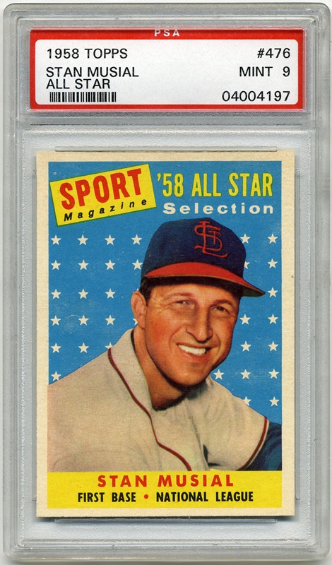 Baseball and Trading Cards - 1958 Topps #476 Stan Musial A/S PSA 9
