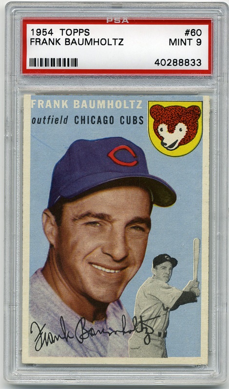 Baseball and Trading Cards - 1954 Topps #60 Frankie Baumholtz PSA 9
