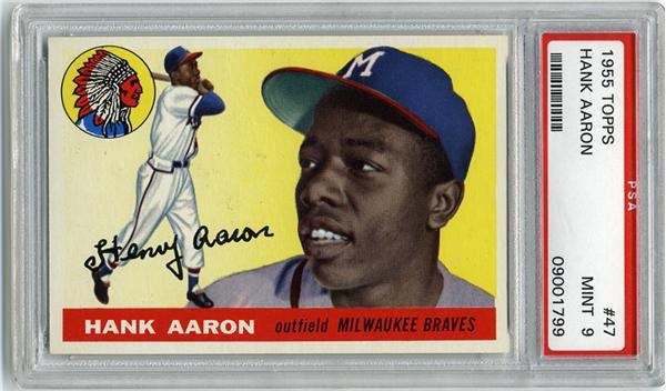 Baseball and Trading Cards - 1955 Topps #47 Henry Aaron PSA 9