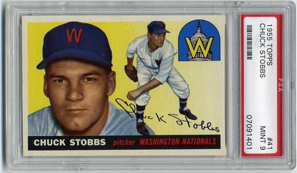 Baseball and Trading Cards - 1955 Topps #41 Chuck Stobbs PSA 9