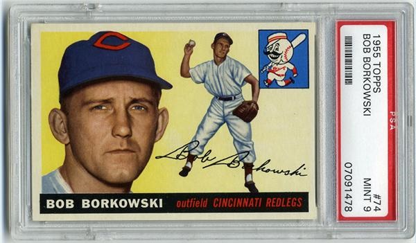 Baseball and Trading Cards - 1955 Topps #74 Bob Borkowski PSA 9