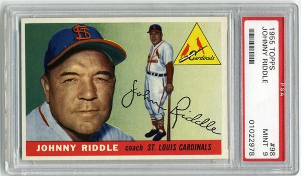 Baseball and Trading Cards - 1955 Topps #98 Johnny Riddle PSA 9