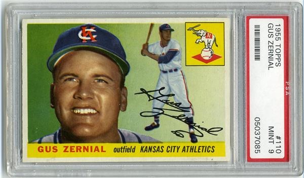 Baseball and Trading Cards - 1955 Topps #110 Gus Zernial PSA 9