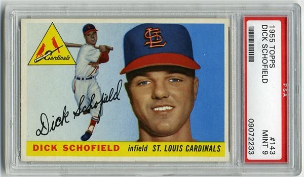 Baseball and Trading Cards - 1955 Topps #143 Dick Schofield PSA 9