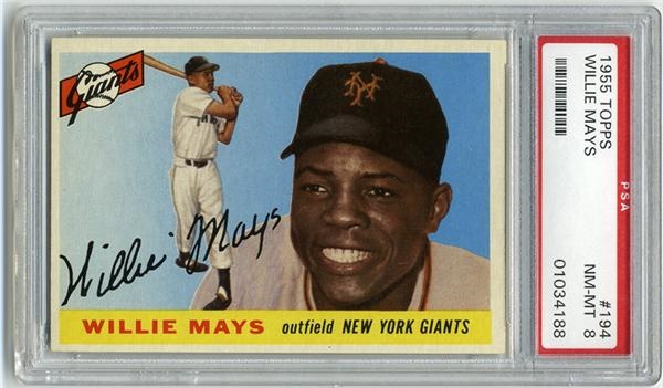 Baseball and Trading Cards - 1955 Topps #194 Willie Mays PSA 8