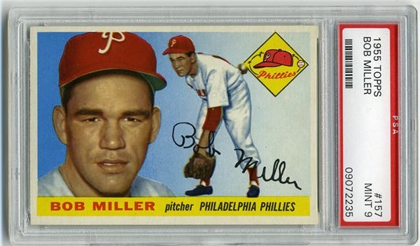 Baseball and Trading Cards - 1955 Topps #157 Bob Miller PSA 9