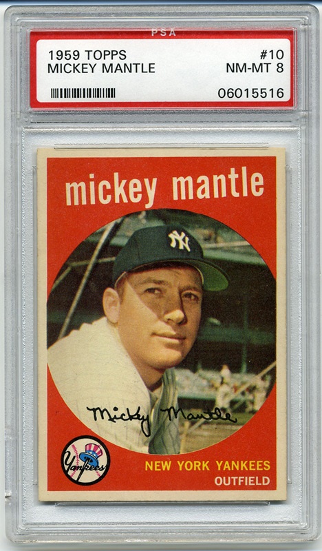 Baseball and Trading Cards - 1959 Topps #10 Mickey Mantle PSA 8
