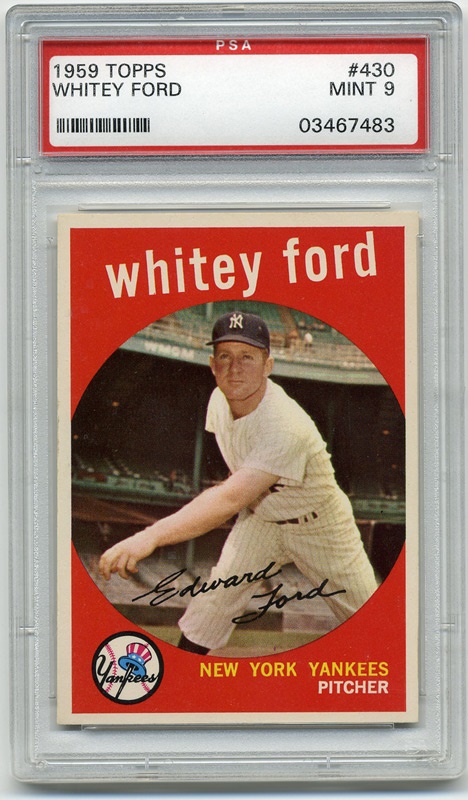 Baseball and Trading Cards - 1959 Topps #430 Whitey Ford PSA 9