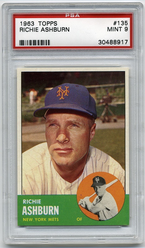 Baseball and Trading Cards - 1963 Topps #135 Richie Ashburn PSA 9