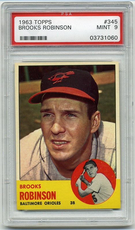 Baseball and Trading Cards - 1963 Topps #345 Brooks Robinson PSA 9