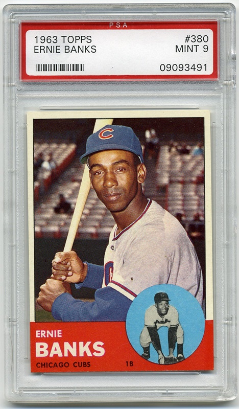 Baseball and Trading Cards - 1963 Topps #380 Ernie Banks PSA 9