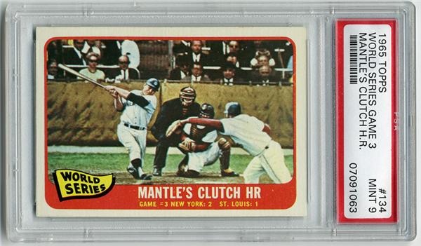 Baseball and Trading Cards - 1965 Topps #134 Mantle W.S. HR PSA 9