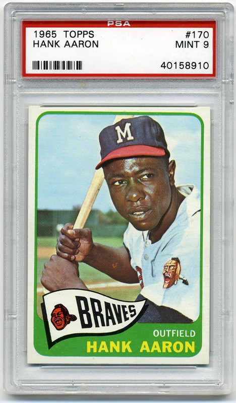 Baseball and Trading Cards - 1965 Topps #170 Hank Aaron PSA 9