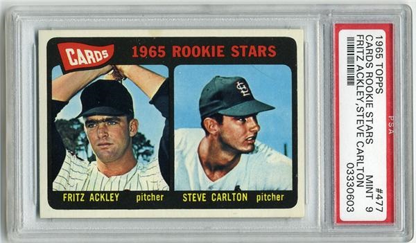 Baseball and Trading Cards - 1965 Topps #477 Steve Carlton Rookie PSA 9
