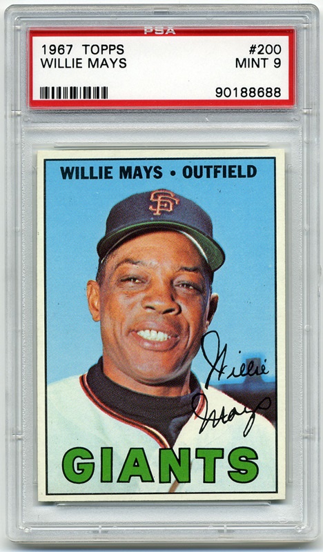 Baseball and Trading Cards - 1967 Topps #200 Willie Mays PSA 9