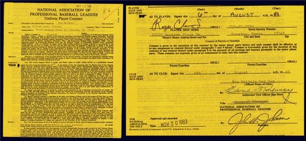Baseball Autographs - 1983 Roger Clemens Signed Minor League Contract