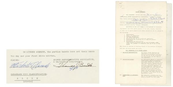 Clemente and Pittsburgh Pirates - Roberto Clemente Signed Contract