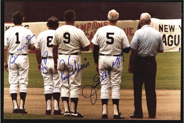 NY Yankees, Giants & Mets - Maris-Berra-Martin-DiMaggio Signed Photograph