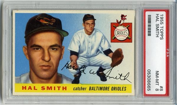 Baseball and Trading Cards - 1955 Topps #8 Hal Smith PSA 8