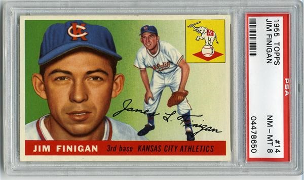 Baseball and Trading Cards - 1955 Topps #14 Jim Finigan PSA 8