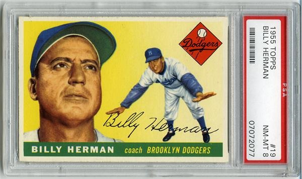 Baseball and Trading Cards - 1955 Topps #19 Billy Herman PSA 8