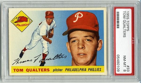 Baseball and Trading Cards - 1955 Topps #33 Tom Qualters PSA 8