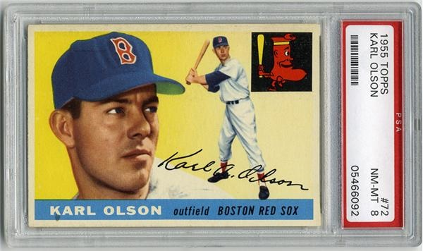 Baseball and Trading Cards - 1955 Topps #72 Karl Olson PSA 8