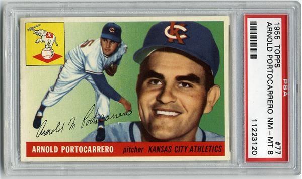 Baseball and Trading Cards - 1955 Topps #77 Arnold Portocarrero PSA 8