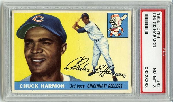 - 1955 Topps #82 Chuck Harmon PSA 8