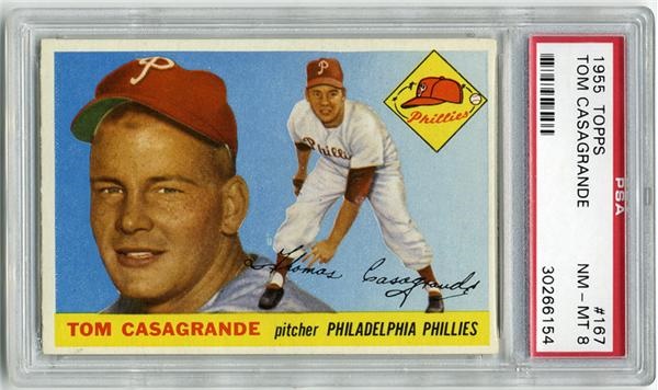 Baseball and Trading Cards - 1955 Topps #167 Tom Casagrande PSA 8