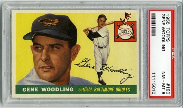 Baseball and Trading Cards - 1955 Topps #190 Gene Woodling PSA 8