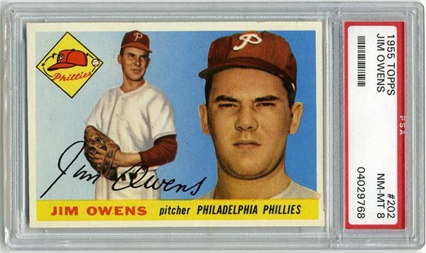 Baseball and Trading Cards - 1955 Topps #202 Jim Owens PSA 8